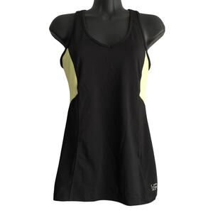 Kenneth Cole Womens Size Medium Athletic Racerback Sleeveless Top Black Yellow